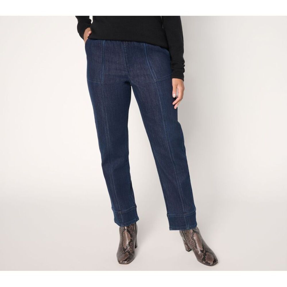 Maya J Women's Petite Pants 6P Indigo Tapered Leg Ankle Jeans Blue